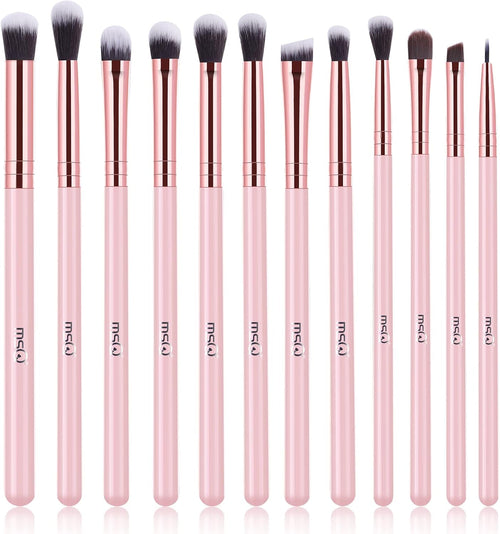 12Pcs Eyeshadow Brushes Make up Eye Brush Set Professional Eye Makeup Brushes for Concealer Eyeliner Eyelash Eyebrow Blending Contour Pink Brush